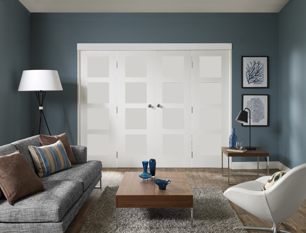 Freefold Shaker 4 Panel White Internal Folding Sliding Doors